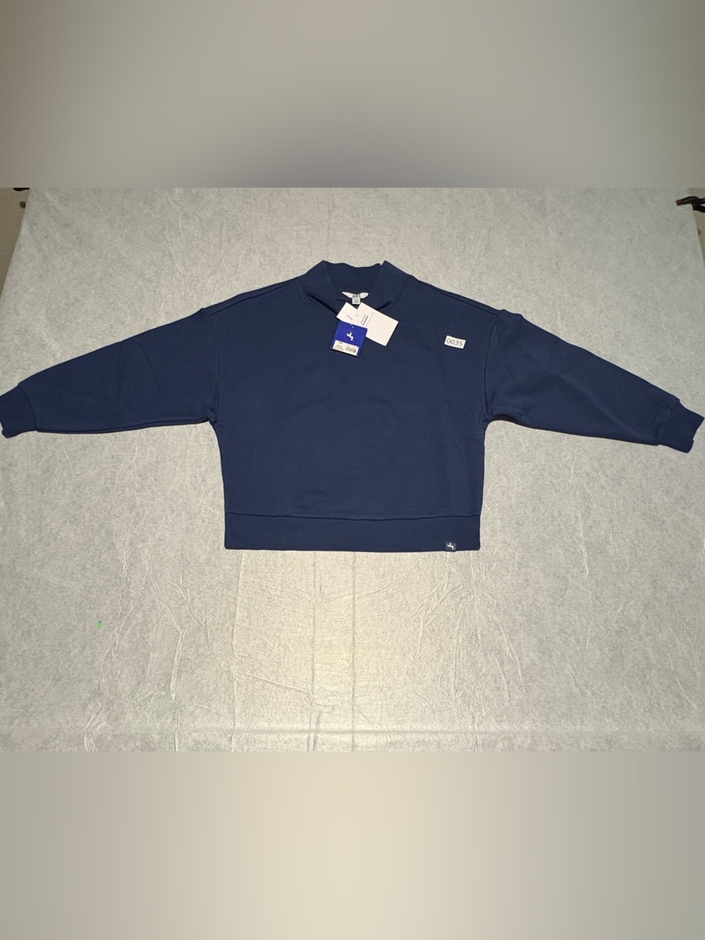 JoyLab Cropped Sweatshirt Kids XXS Navy New Relaxed Fit Crewneck